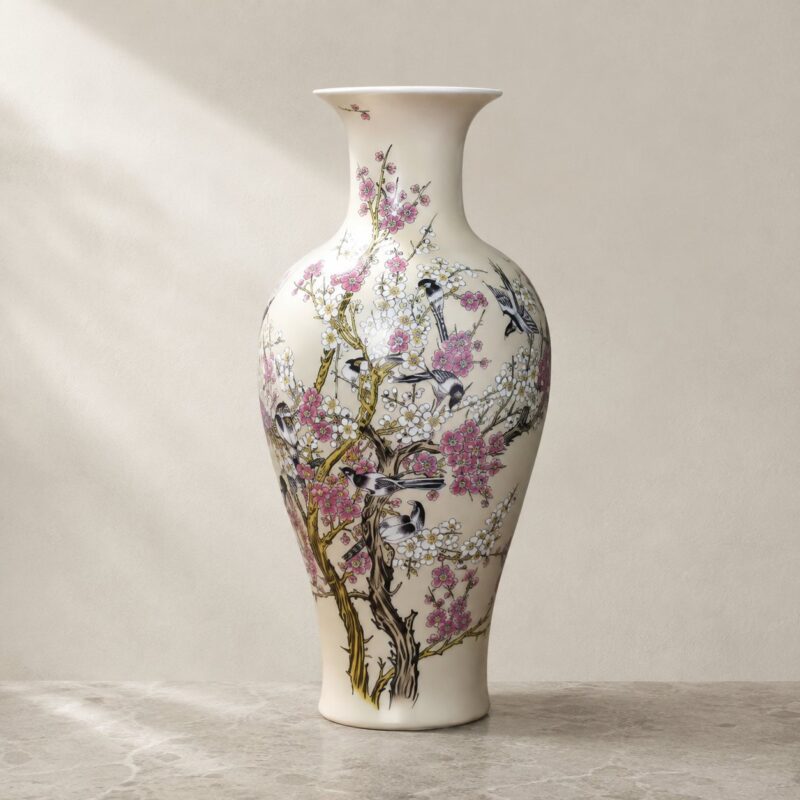 Magpie & Plum Fish-Tail Vase — Joy and Abundance