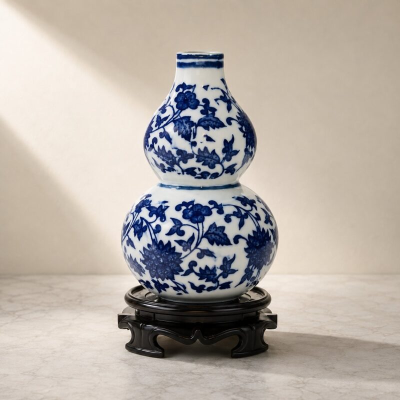 Miniature Blue & White Gourd Vase