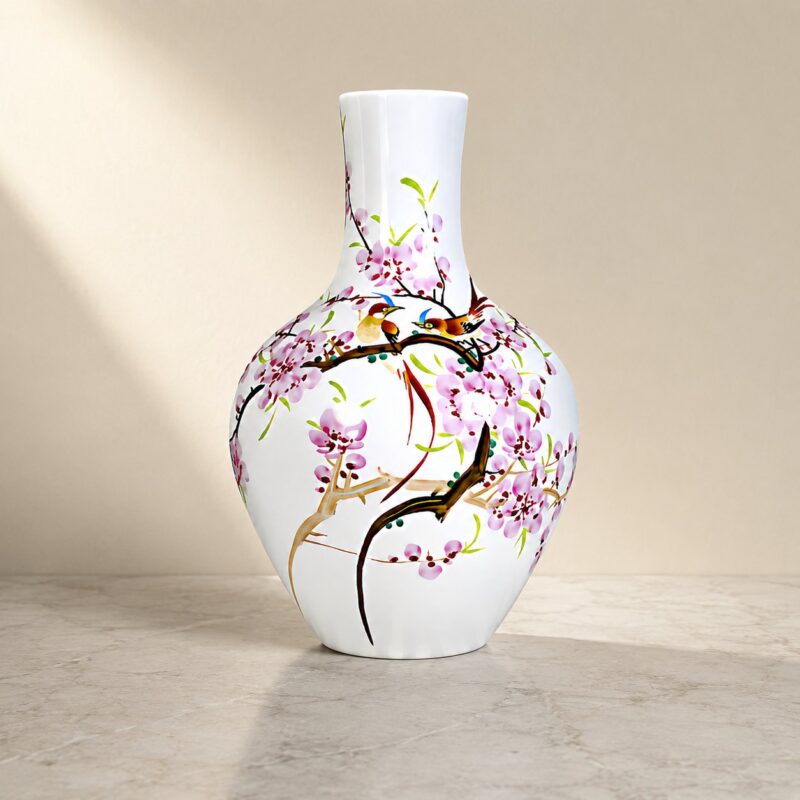 Famille-Rose Peach-Blossom Tianqiu Vase