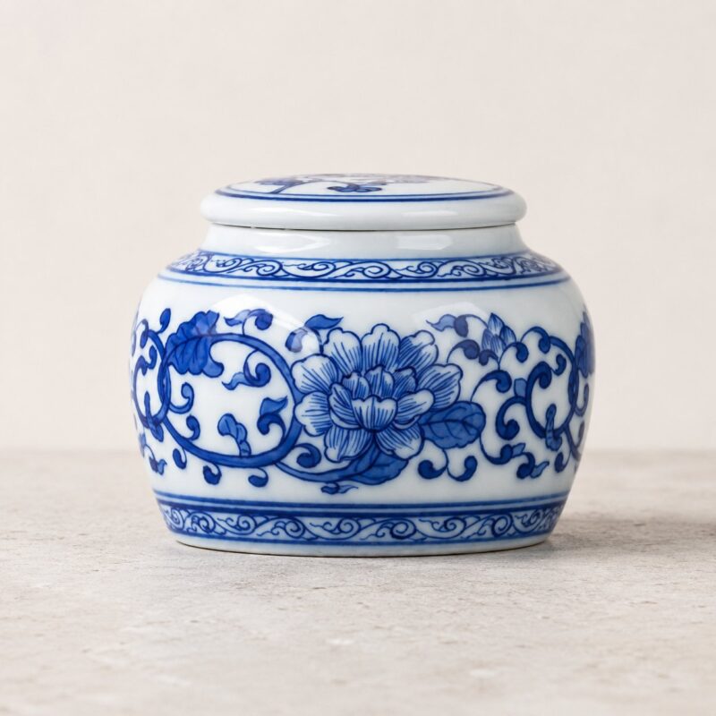 Scrolling Peony Tea Caddy — Prosperity that Endures