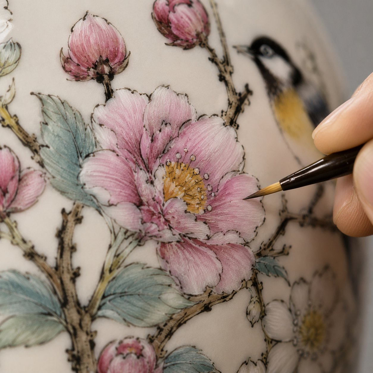 Magpie & Plum Fish-Tail Vase — Joy and Abundance