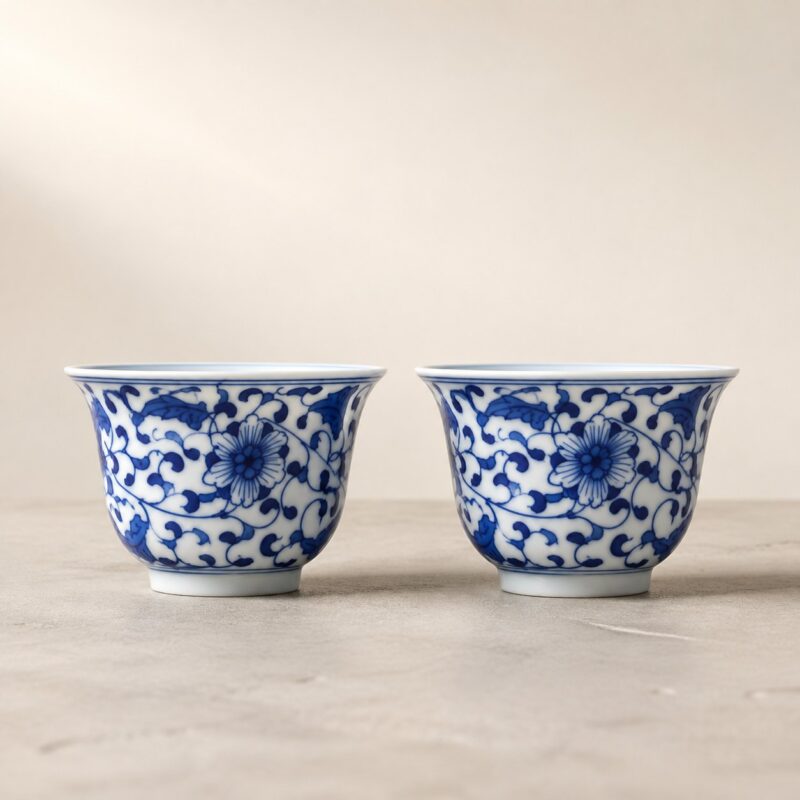 Bell-Form Cup Pair — Prosperity in Bloom