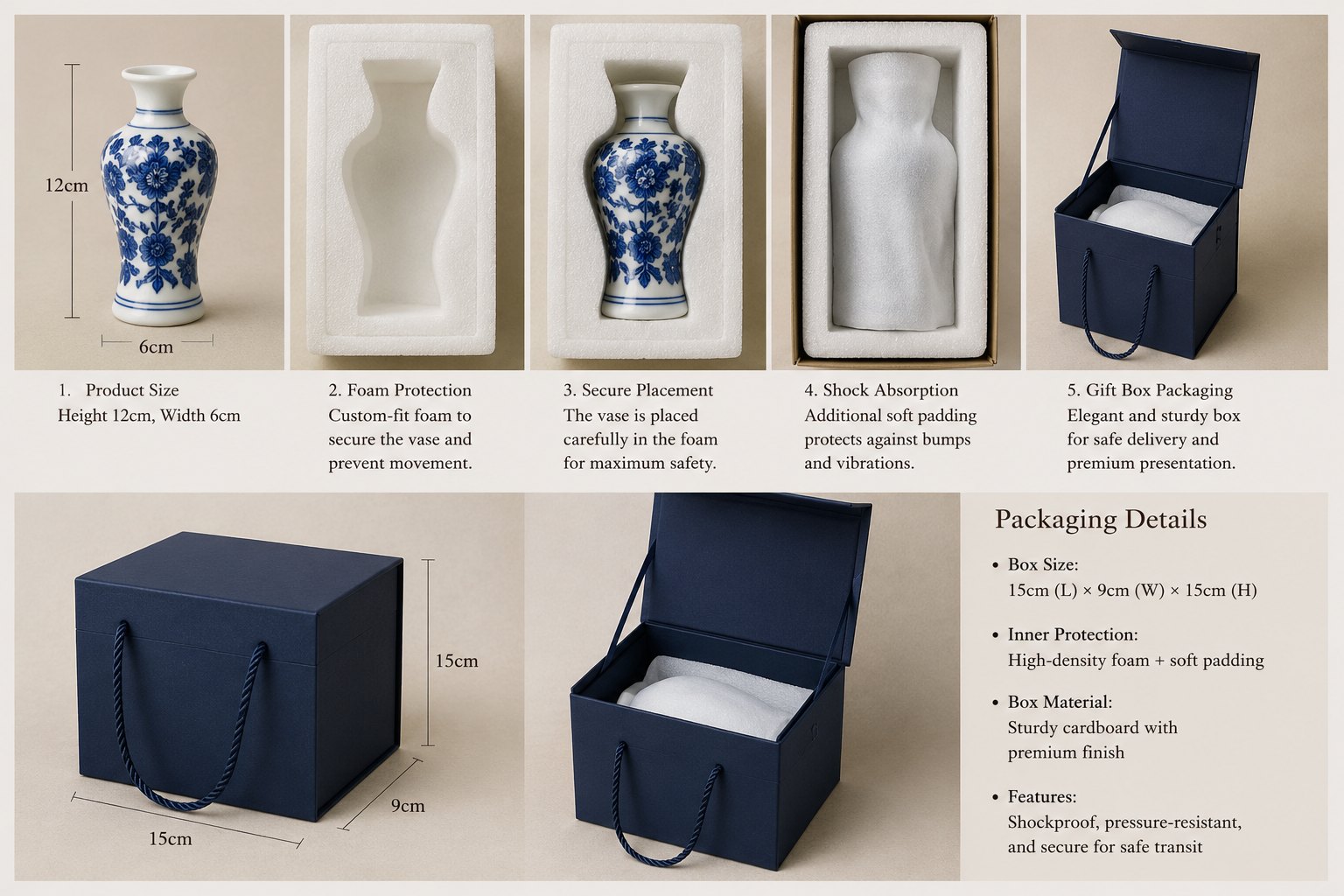 Miniature Blue & White Meiping