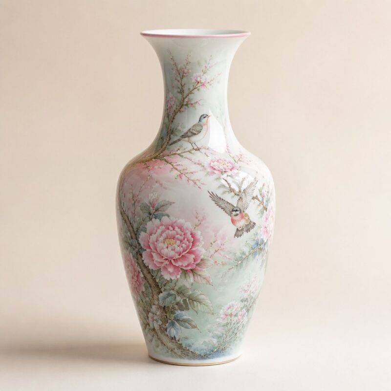 Hand-Painted Floral Porcelain Vase