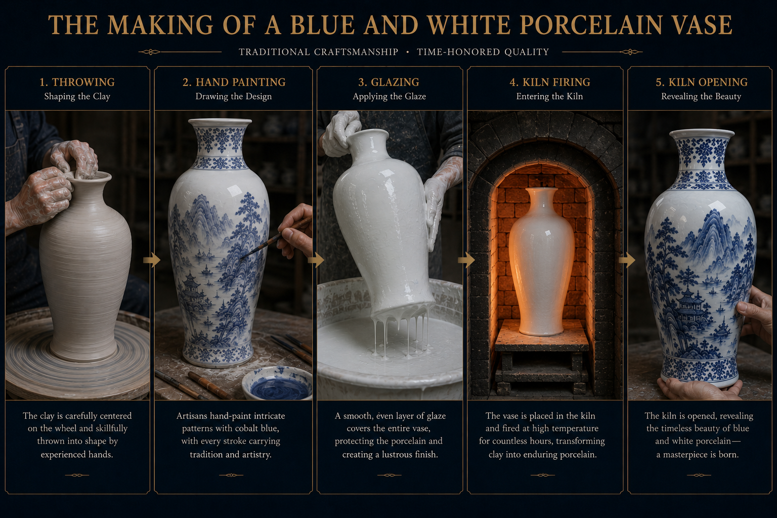 Mountain & River · Blue & White Landscape Porcelain Vase - Image 5