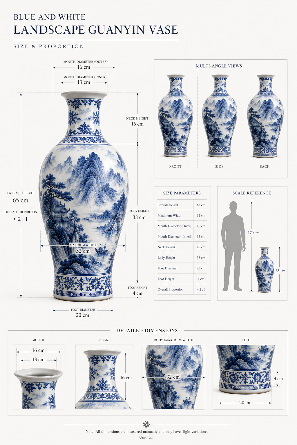 Mountain & River · Blue & White Landscape Porcelain Vase - Image 3