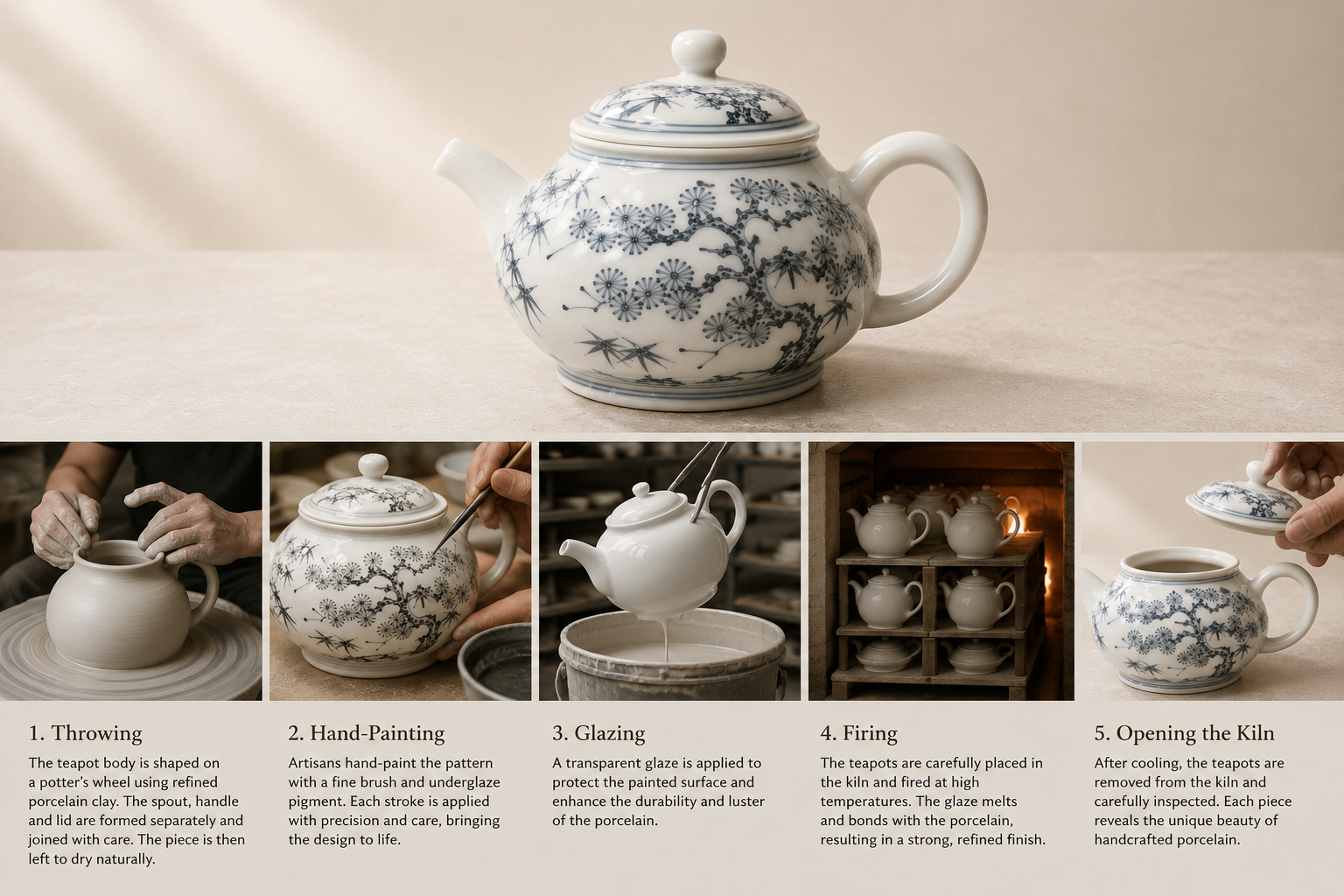 Plum Blossom · Blue & White Porcelain Tea Set - Image 3