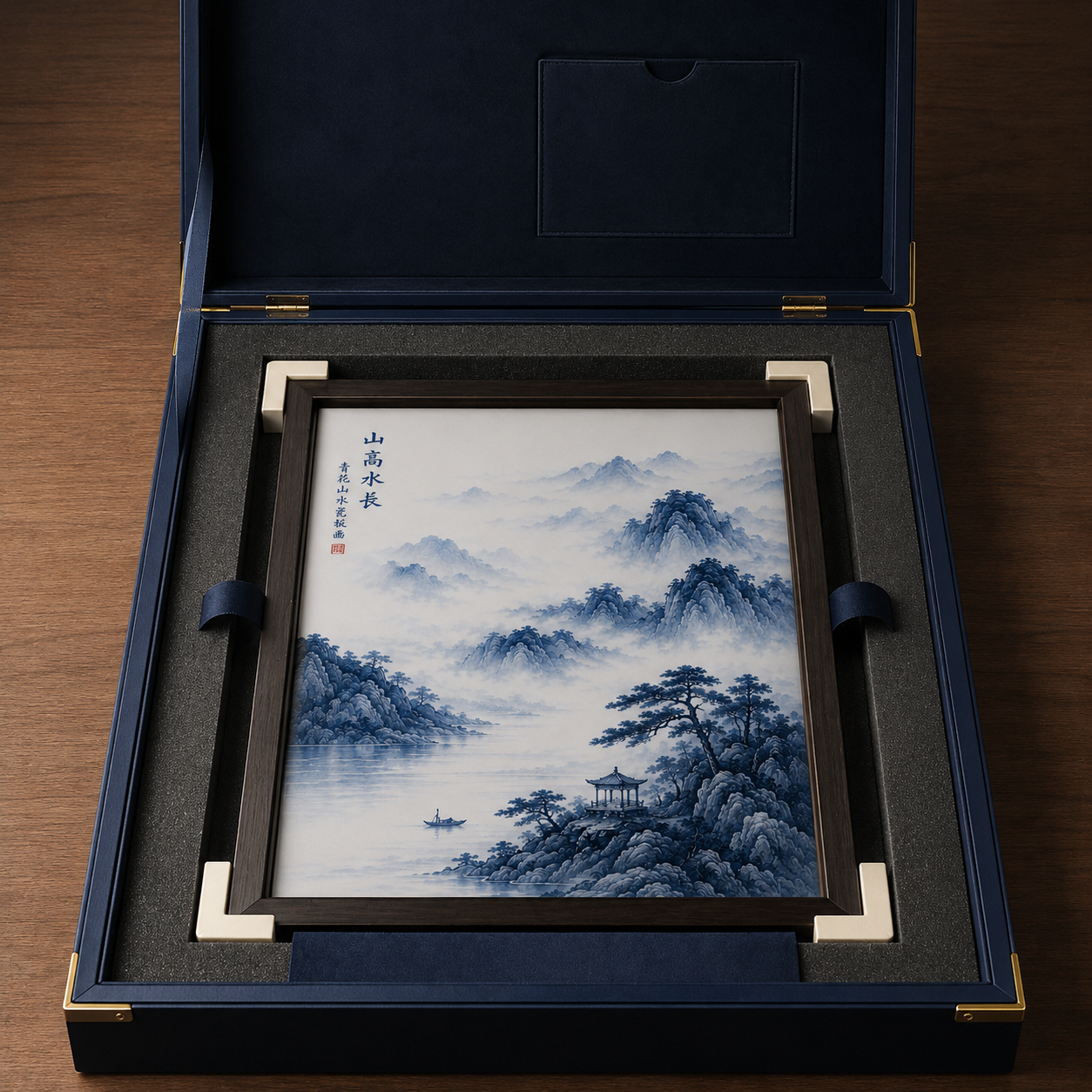 Enduring Mountains & Waters · Blue & White Porcelain Panel - Image 4