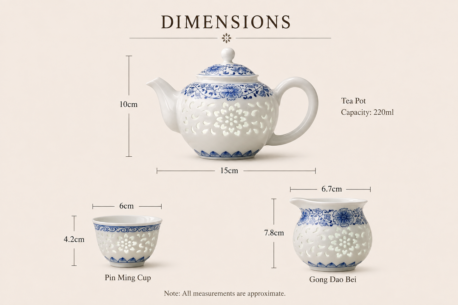 Blossom Light · Blue & White Linglong Porcelain Tea Set - Image 3