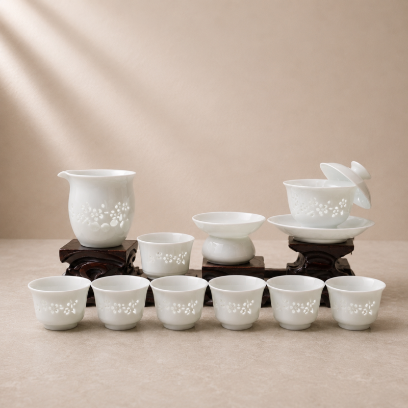 White Blossom · Linglong Porcelain Tea Set