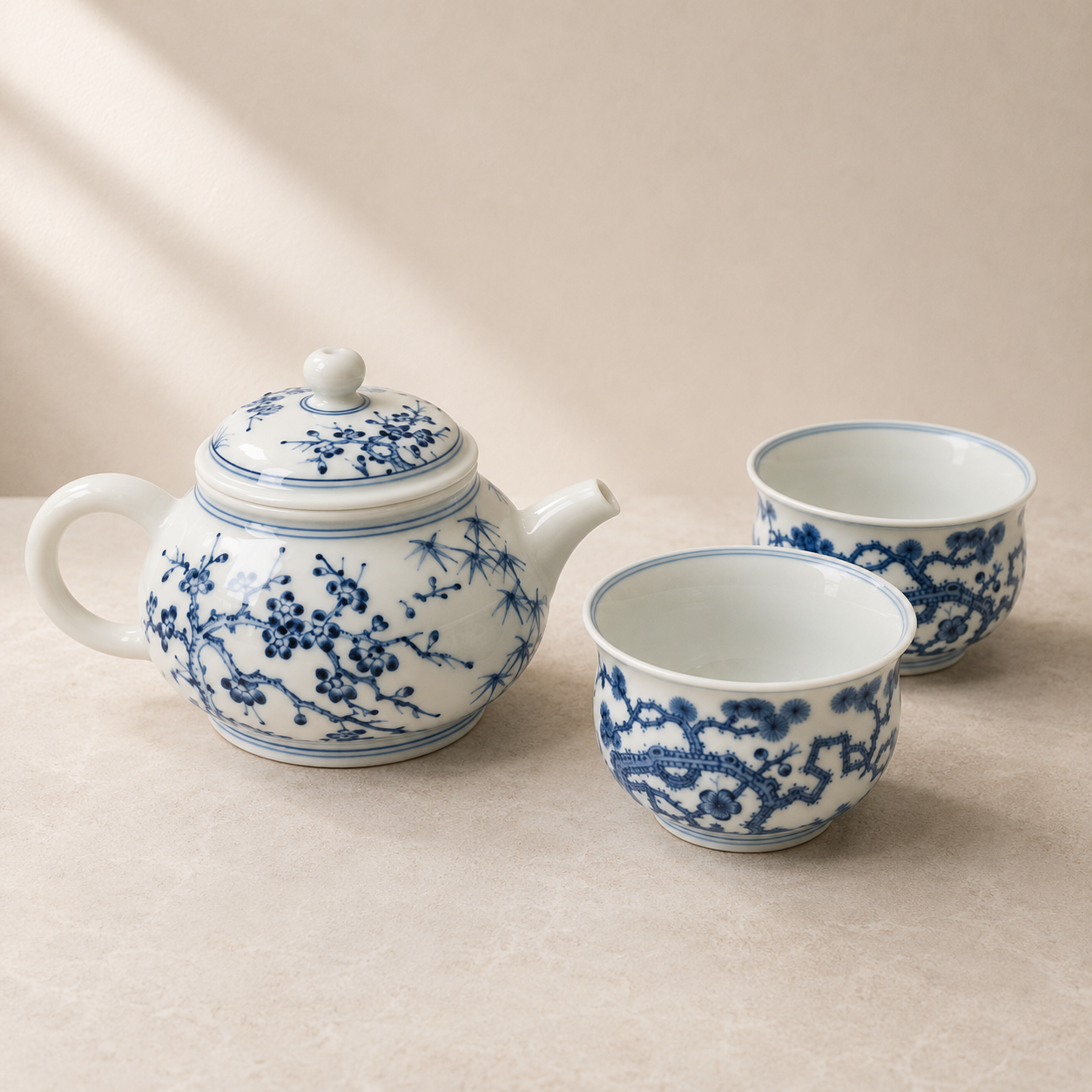 Plum Blossom · Blue & White Porcelain Tea Set