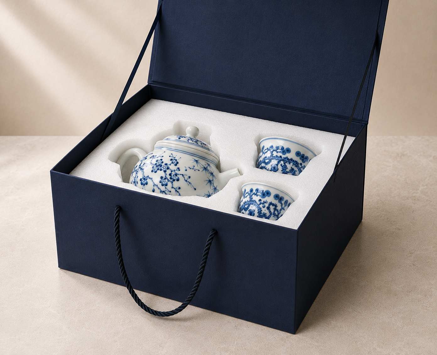 Plum Blossom · Blue & White Porcelain Tea Set - Image 6