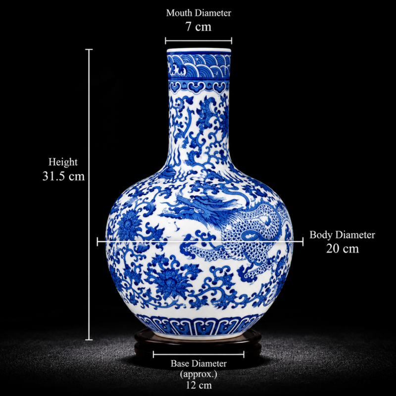 Blue and White Dragon Globular Vase