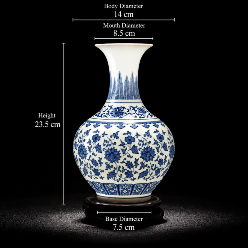 Small Blue-and-White Vase with Intertwining Lotus Patterns