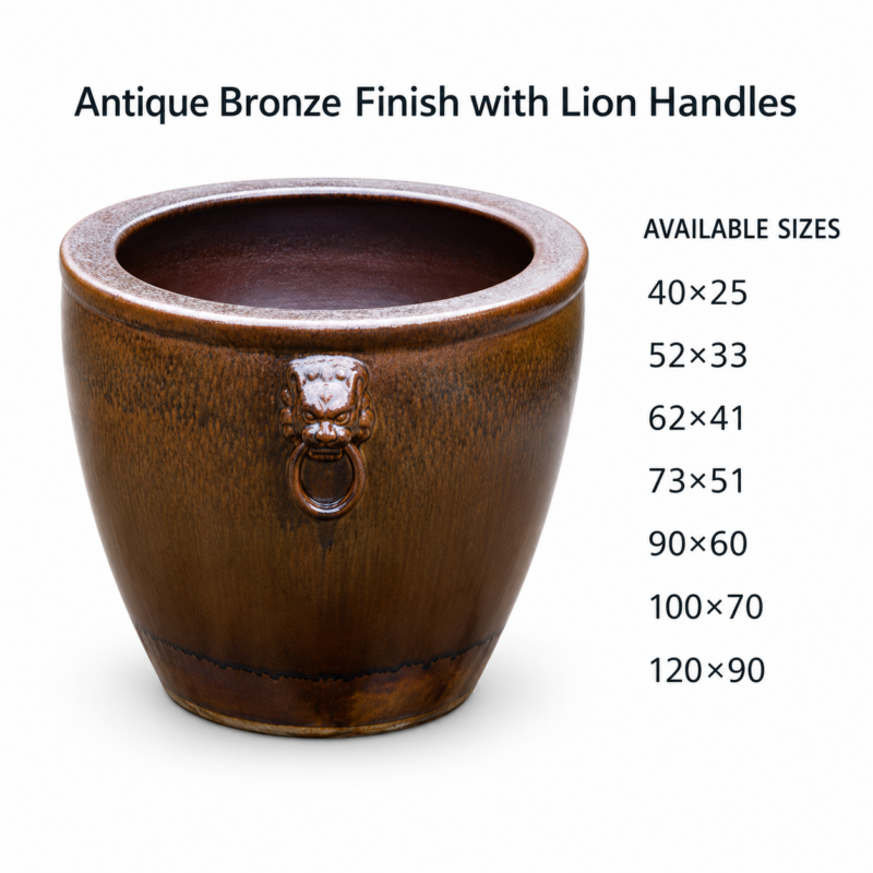 Antique Bronze Finish with Lion Handles