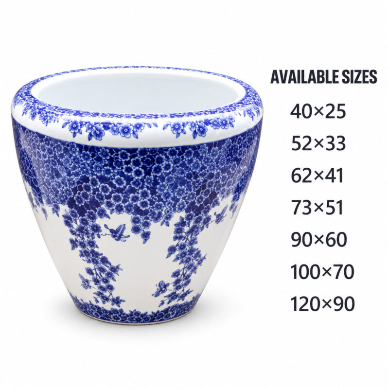 Blue and White Blossom Ceramic Planter