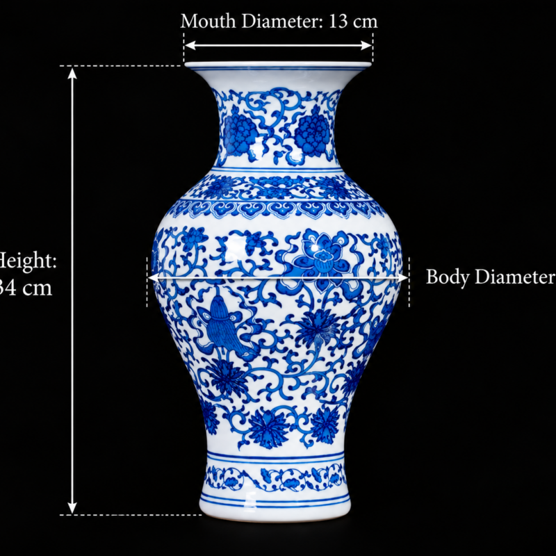 Blue and White Floral Fish-Tail Vase