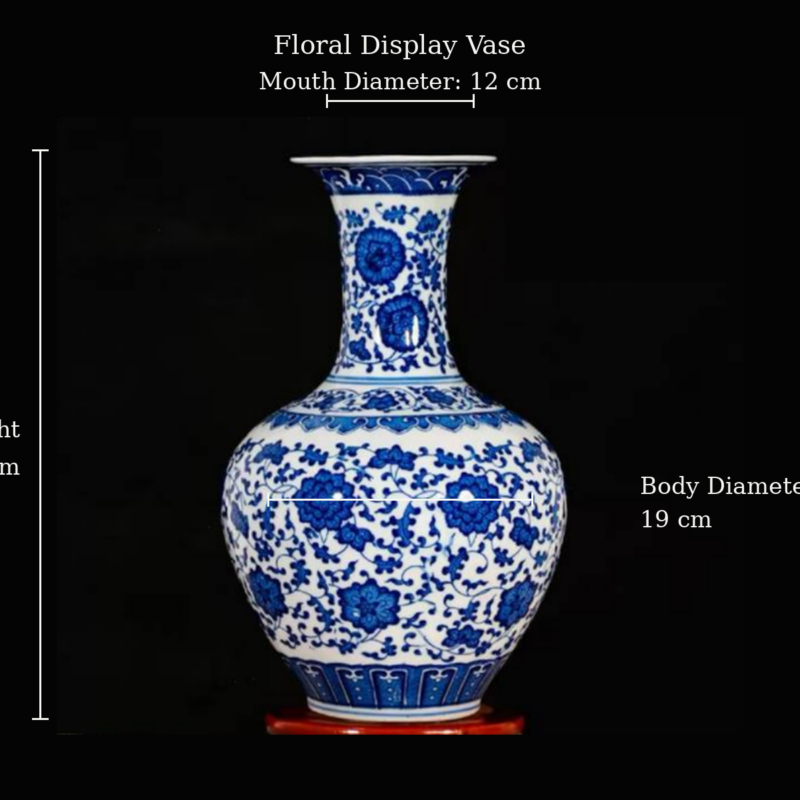 Blue and White Floral Medallion Display Vase