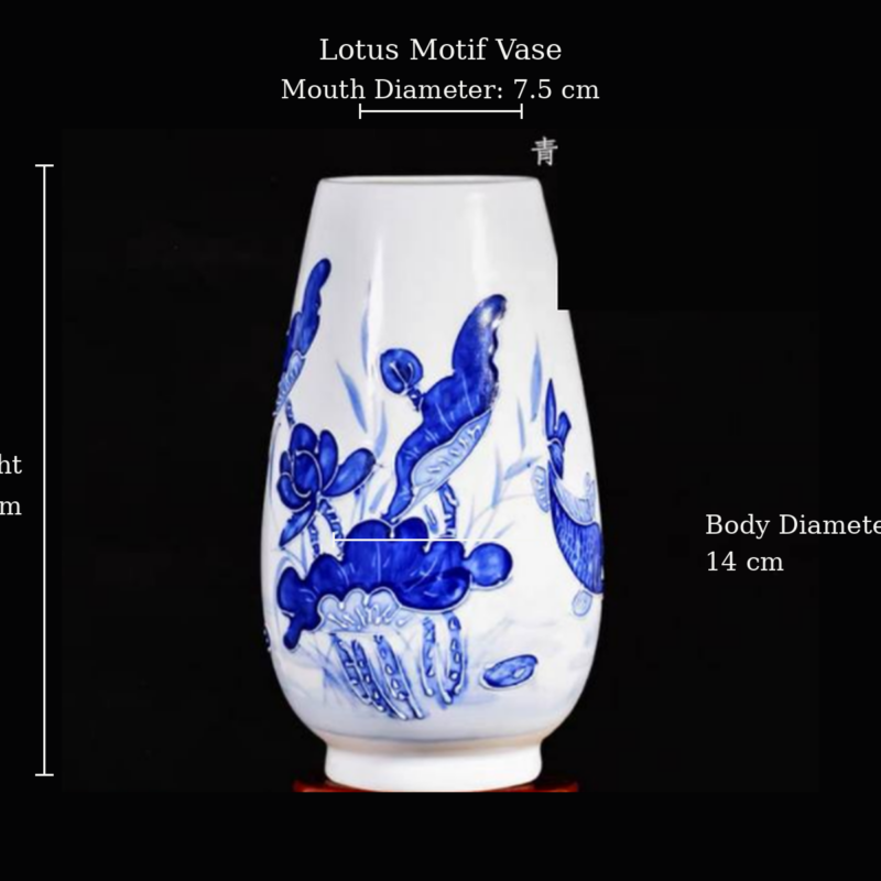Blue and White Lotus Motif Vase