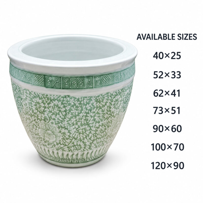 Celadon Green Floral Ceramic Planter