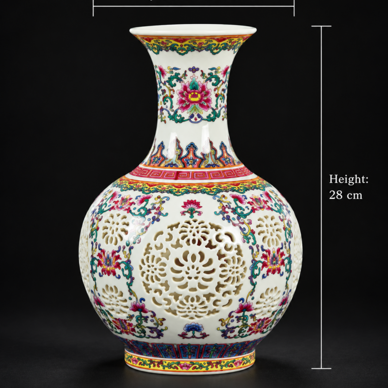 Famille Rose Style Openwork Display Vase