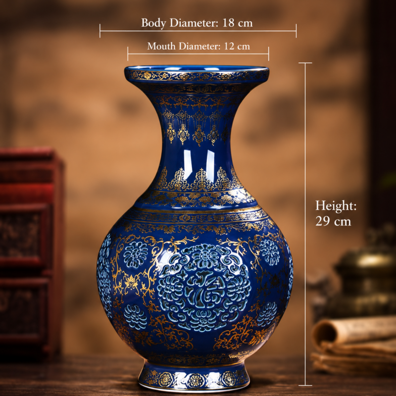 Cobalt Blue and Gold Openwork Display Vase