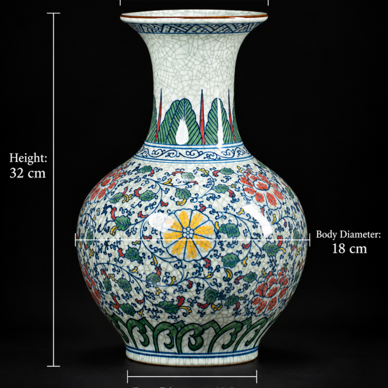 Multicolour Crackle-Effect Floral Display Vase