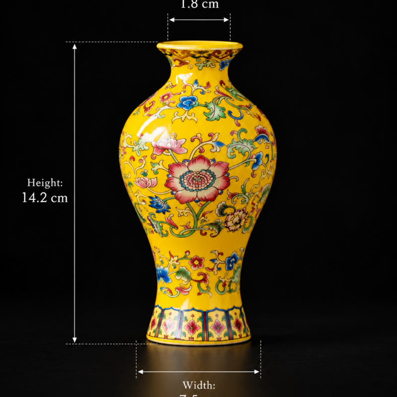 Yellow Floral Slender-Neck Miniature Vase