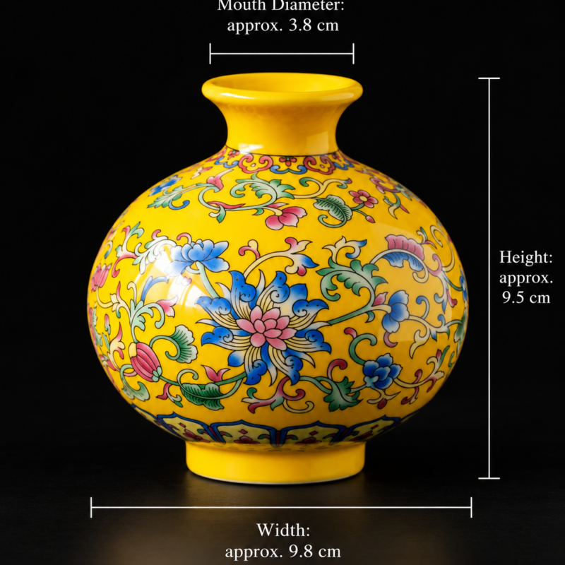 Yellow Floral Miniature Porcelain Vase