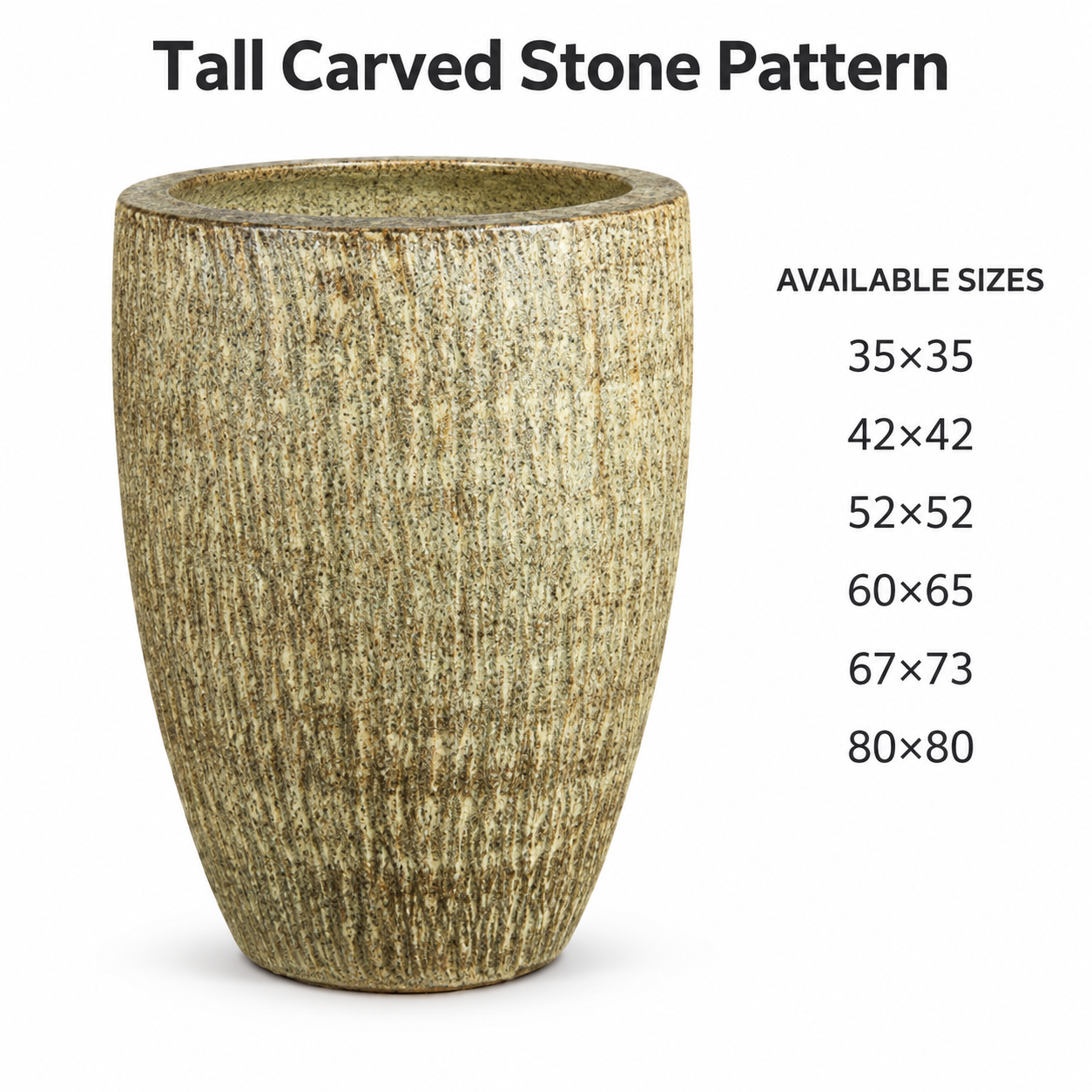 Tall Carved Stone Pattern ceramic planter available sizes