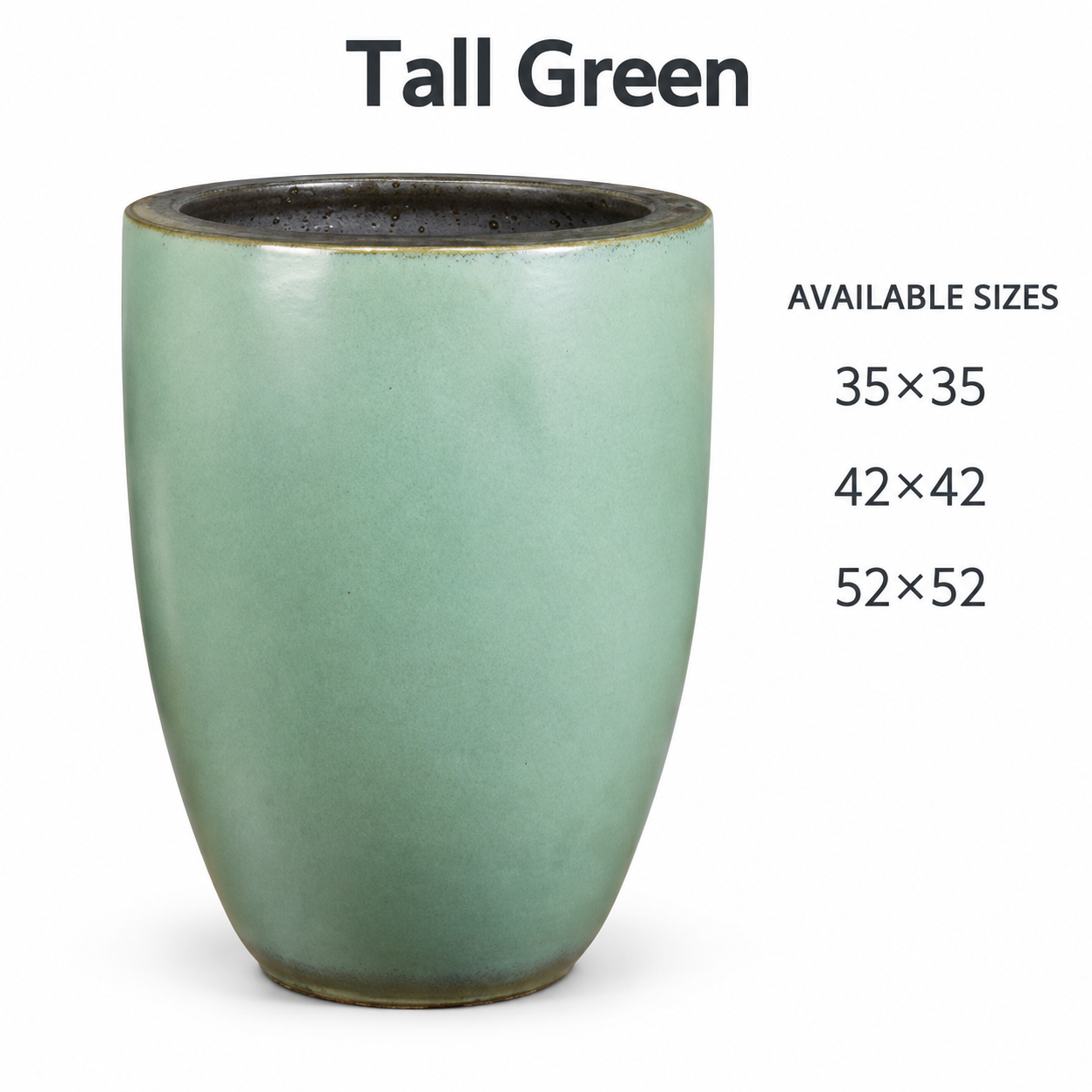 Tall Green ceramic planter available sizes