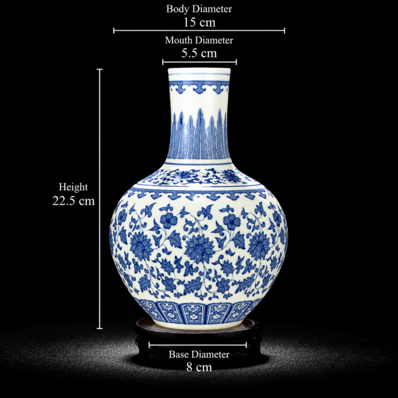 Blue and White 'Lotus Scroll' Globular Vase
